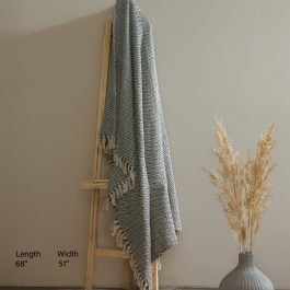 Handwoven Cotton Throw Blanket – Chevron Zigzag Pattern | 68 x 51 inches